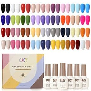 GAOY 42 Pcs Gel Nail Polish Kit, Pink White Red Jelly Nude Colors All Seasons Gel Nail Polish Set with Glossy & Matte Top Coat and Base Coat for Nail Art DIY at Home GAOY 42 Pcs Gel Nail Polish Kit, Pink White Red Jelly Nude Colors All Seasons Gel Nail Polish Set with Glossy & Matte Top Coat and Base Coat for Nail Art DIY at Home