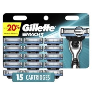 Gillette Mach3 Razor Refills for Men, 15 Razor Blade Refills Gillette Mach3 Razor Refills for Men, 15 Razor Blade Refills
