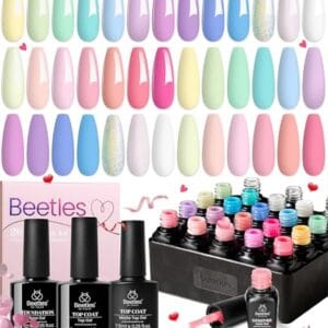 beetles Gel Polish Nail Set 20 Colors Spring Pastel Girly Sparkle Glitter Uv Gel Dreamy Town Collection Macaroon Bright Pastel Nail Manicure Kit with 3Pcs Base Top Coat Valentine's Day Gift for Women beetles Gel Polish Nail Set 20 Colors Spring Pastel Girly Sparkle Glitter Uv Gel Dreamy Town Collection Macaroon Bright Pastel Nail Manicure Kit with 3Pcs Base Top Coat Valentine's Day Gift for Women