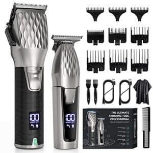 Zaekary Professional Hair Clippers for Men, Professional Barber Clippers and Trimmer Set, Cordless Beard Trimmer Haircut Grooming Kit Gift for Men Women Kids Grey Zaekary Professional Hair Clippers for Men, Professional Barber Clippers and Trimmer Set, Cordless Beard Trimmer Haircut Grooming Kit Gift for Men Women Kids Grey