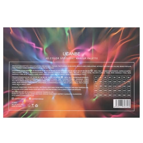 UCANBE Spotlight Eyeshadow Palette + 15 PCS Eye Brushes Makeup Set, Professional 40 Color Matte Shimmer Glitter Eye Shadow Pallet Highly Pigmented Waterproof Long Lasting Make up Pallete - Image 8