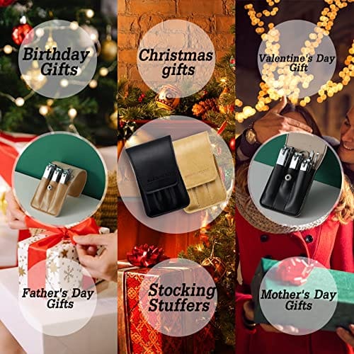 Nail Clipper Set, 6 Pcs Toenail Clippers, Stainless Steel Fingernail Clipper, and PU Leather Manicure Set, Gift Ideas (Beige) - Image 6