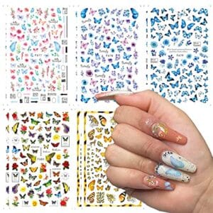 Eseres Butterfly Nail Stickers Butterflies Nail Art Decals Vanessa Nail Designs Self-Adhesive Butterflies Flowers Pattern Decorations for Nail Art Supplies 10 Sheets Eseres Butterfly Nail Stickers Butterflies Nail Art Decals Vanessa Nail Designs Self-Adhesive Butterflies Flowers Pattern Decorations for Nail Art Supplies 10 Sheets
