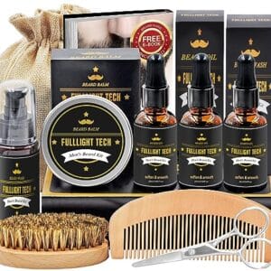 FULLLIGHT TECH Beard Kit for Men Grooming & Care W/Beard Wash,3 Packs Beard Oil,Beard Balm Leave-in Conditioner,Comb,Brush,Scissors,Premium Gifts for Men Dad Husband FULLLIGHT TECH Beard Kit for Men Grooming & Care W/Beard Wash,3 Packs Beard Oil,Beard Balm Leave-in Conditioner,Comb,Brush,Scissors,Premium Gifts for Men Dad Husband